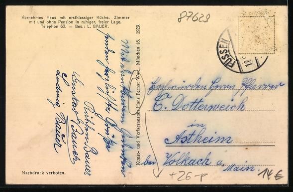 Cartes postales: sign. Hans Pernat: Füssen a. Lech, Hote – D'occasion à Berlin par bartko-reher 1