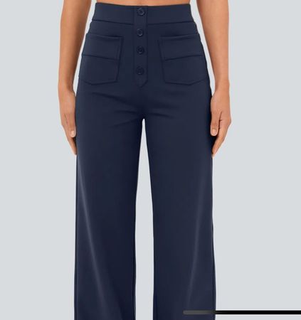 Elastische Hose mit hohem Bund und geradem Bein Gr. L blau