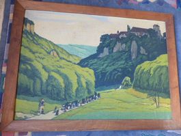 Mariastein,Birsigtal-Bahn,E.Schlatter,Litho,Bahnhof-Plakat