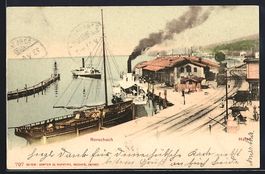 AK Rorschach, Hafen mit Dampfern, 1901