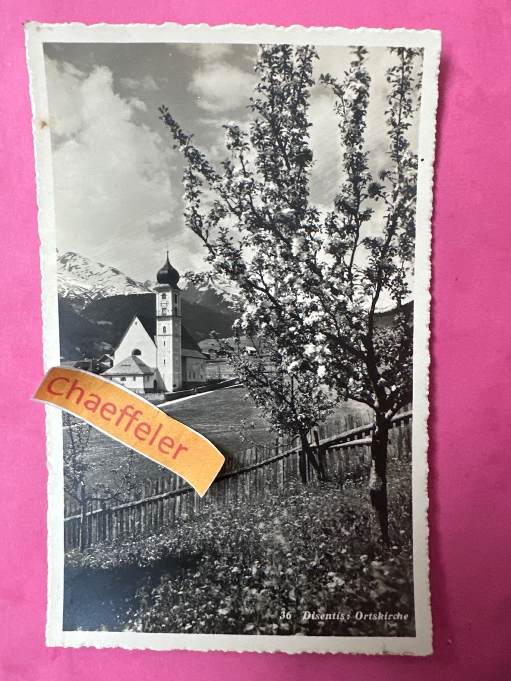 Cartoline postali: 36 Disentis, Ortskirche – Usato da Zürich venduto da Chaeffeler
