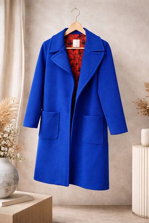 Manteau bleu Klein long - doublé