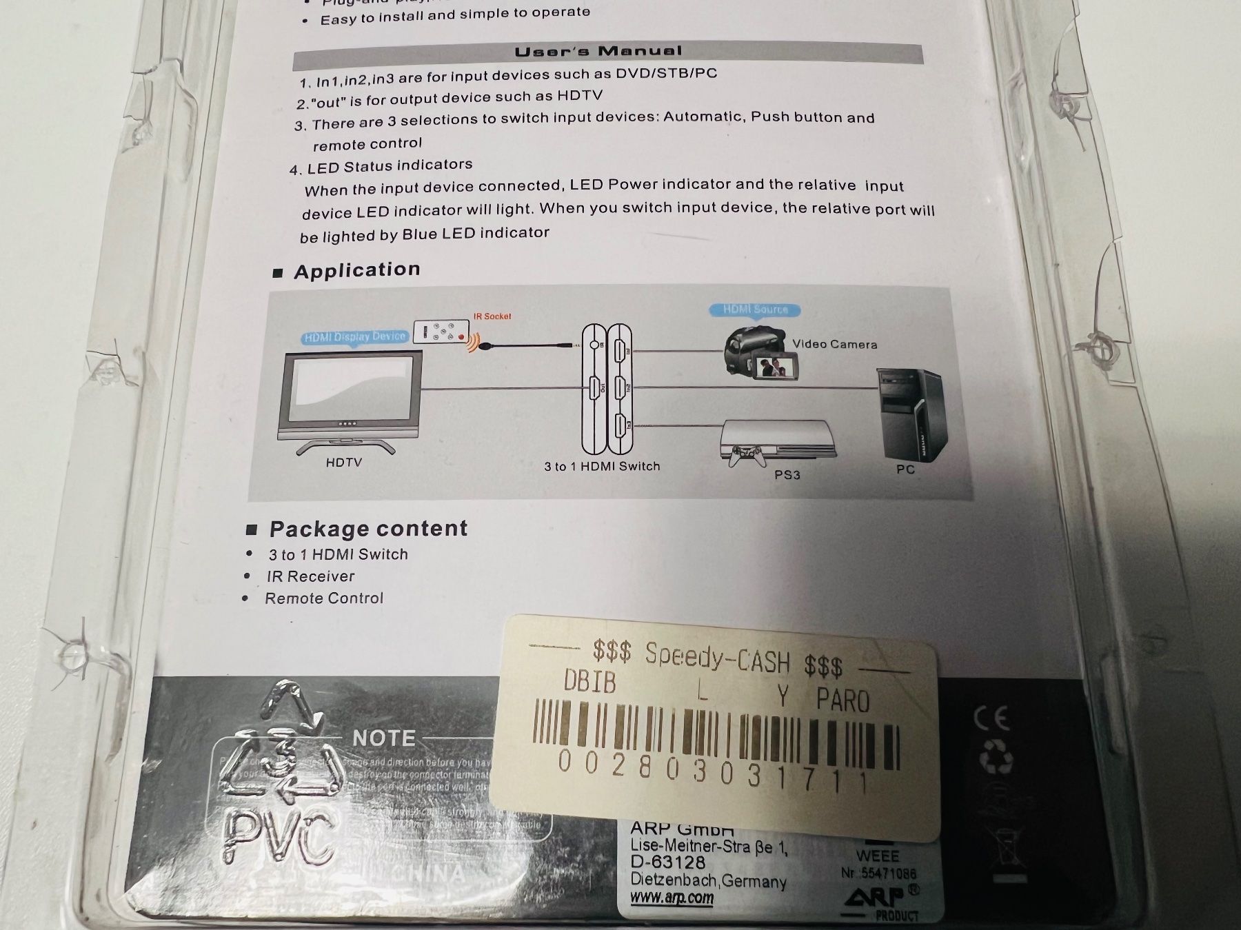 Convertitori: 3 to 1 HDMI Switch - convertisseur HDMI - Full HD – Nuovo e nell'imballaggio originale da Mont-sur-Lausanne venduto da vmi_ym5l 3