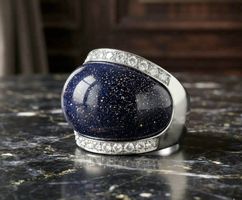 Exklusiver Designer Silberring 925 mit Blaufluss-Stein - Neu