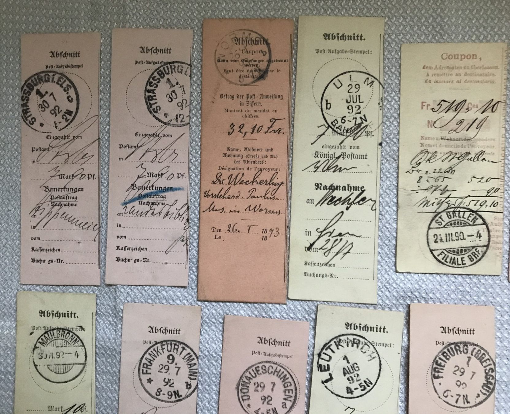 Tutti i francobolli: ABSCHNITTE COUPON DEUTSCHLAND & SCHWEIZ 1890-1892 – Usato da Ostermundigen venduto da Kari1937 1
