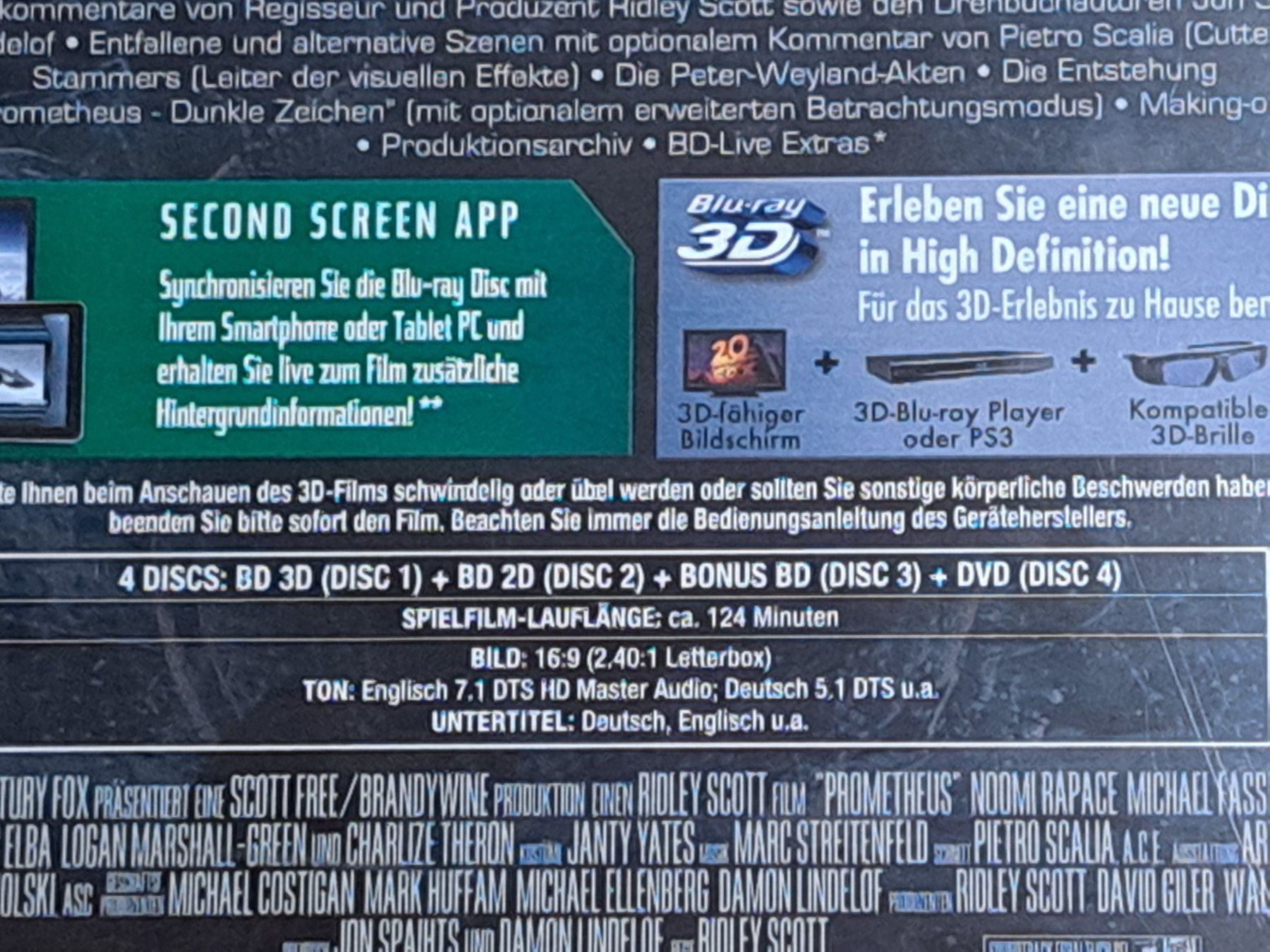 Tutti i DVDs: Blu-Ray Ridley Scotts Prometheus, 4-Disc Collector's Edition – Nuovo (secondo la descrizione) da Unterseen venduto da Kanica 3