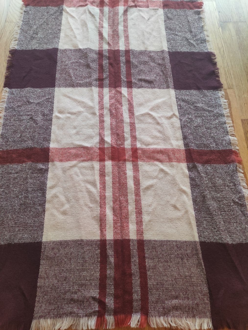 Only Foulard & Sciarpe: Schal Only beige rostrot bordeaux Karomuster – Usato da Schliern b. Köniz venduto da Pecannut 1