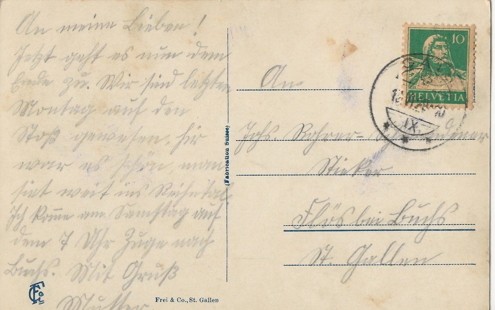 Cartoline postali: Gais, 1922 – Usato da Frauenfeld venduto da Merk52 1