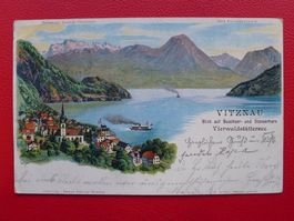 1899: VITZNAU wunderschöne LITHO vom VIERWALDSTÄTTERSEE !