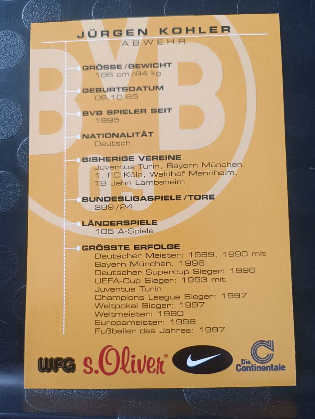 Autographes: Jürgen Kohler - BVB - Handsignierte alte Karte – D'occasion à Menziken par Artographs 1