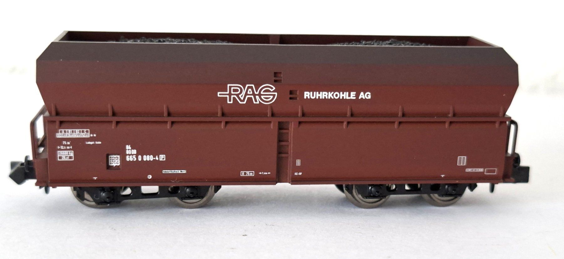 Trix Modellini di ferrovie: 4 Minitrix  DB Kohlewagen RAG  RUHRKOHLE AG – Usato da Biberist venduto da Ntrains 5