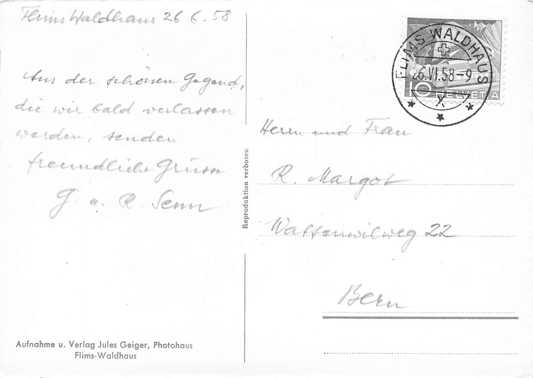 Cartoline postali: Fidaz Flims waldhaus G – Usato da Biasca venduto da Blenio71 1