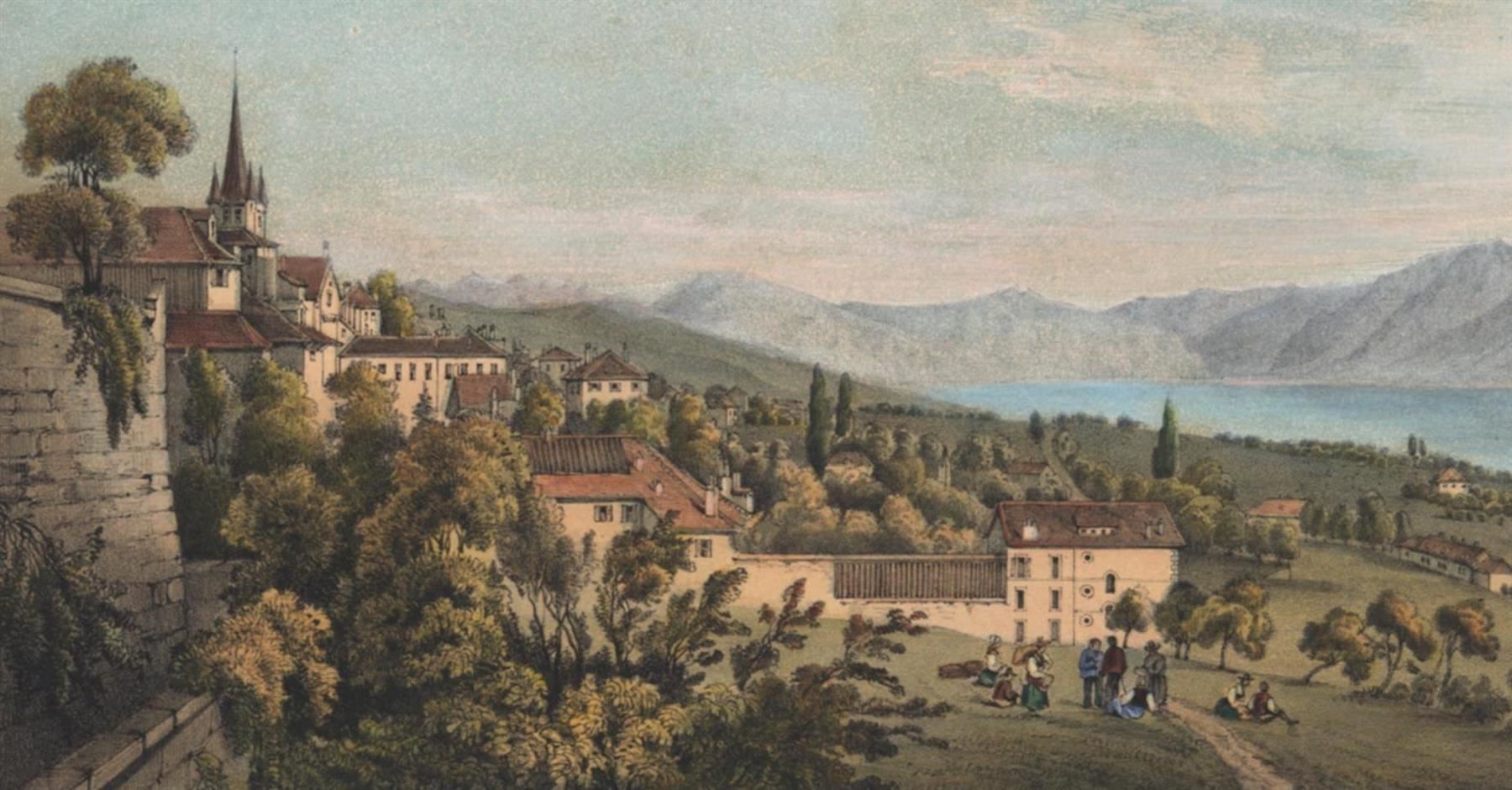 Incisioni: Lausanne altkolorierte Lithographie – Usato da Rafz venduto da Helvet32 1