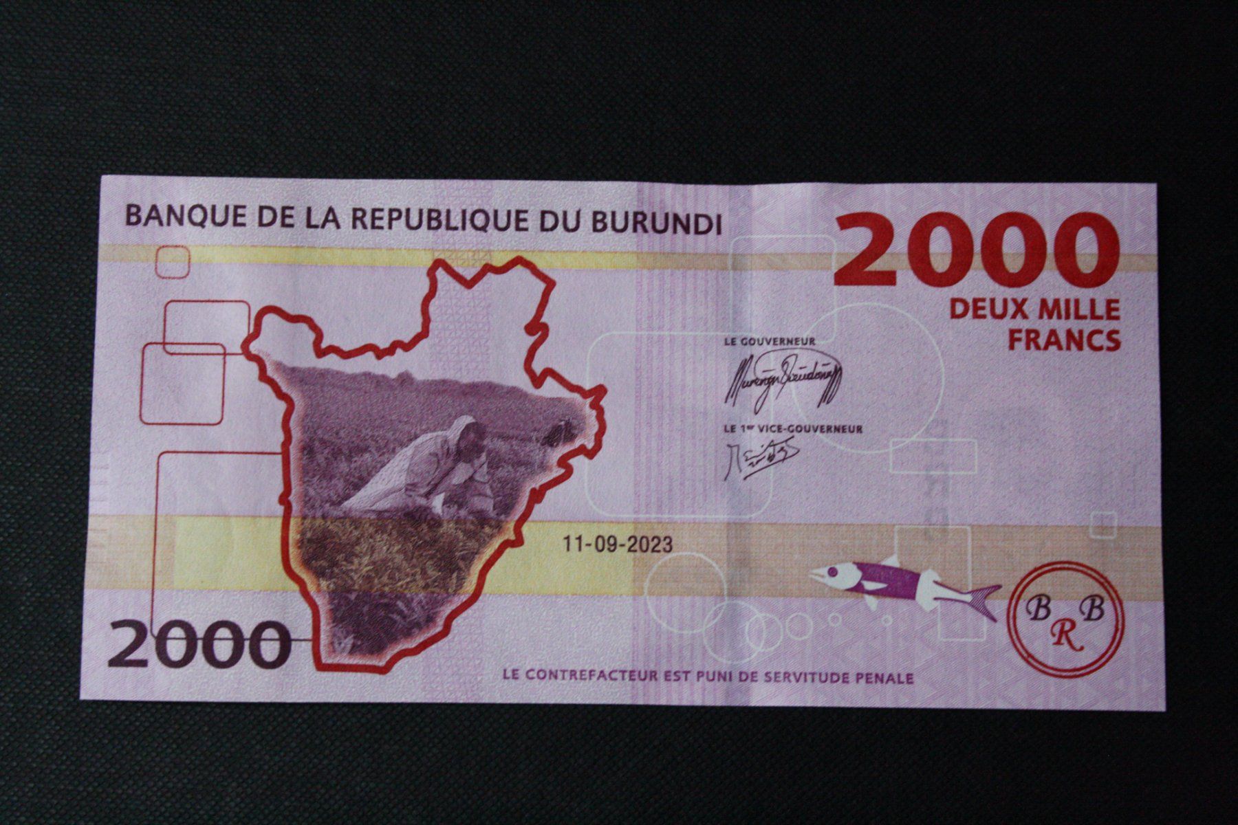 Banknoten: UNC Burundi 2 000 Francs 2023 – Neu (gemäss Beschreibung) aus Cormondrèche von Hermes.monnaies 1