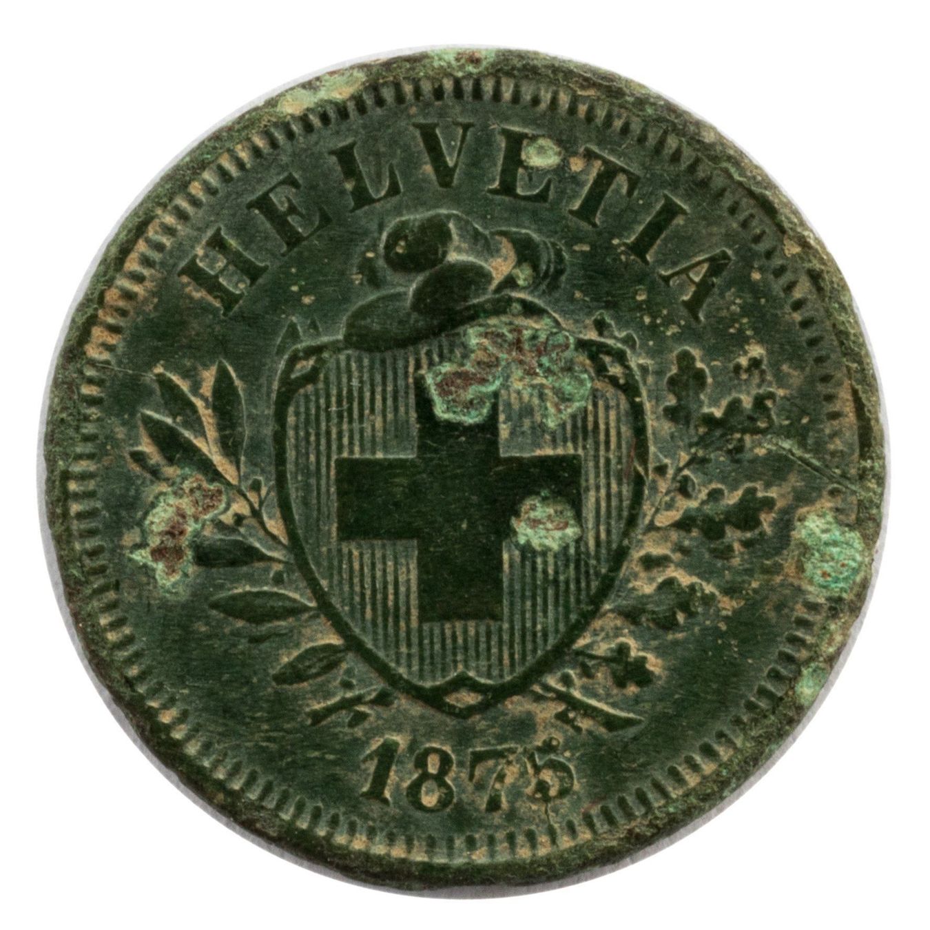 Tutti le monete: Schweiz / Suisse - 1 Rappen - 1875 – Usato da Rotkreuz venduto da Swiss-Coins