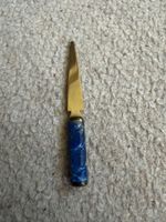 Brieföffner Messing Lapislazuli Griff Antik