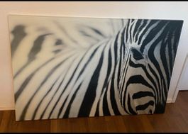 Stylisches Zebra Leinwandbild, 118x79cm, Top Zustand!
