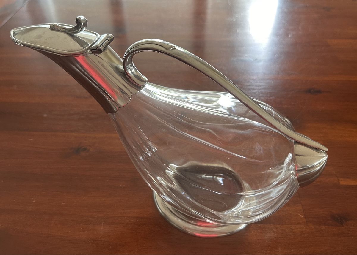 Caraffe: Edle Vintage Karaffe, Glaskaraffe mit Zinnapplikationen – Usato da Männedorf venduto da Brk 1