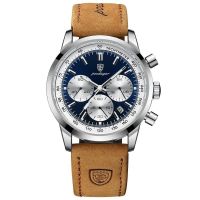 Herren Chronograph Uhr Wasserdicht mit Lederarmband