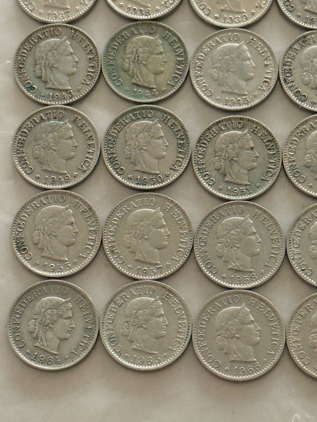 Tutti le monete: 36 x 5 Rappen  1930 - 1968 – Usato da Wallisellen venduto da SWISS_SILVER1 3