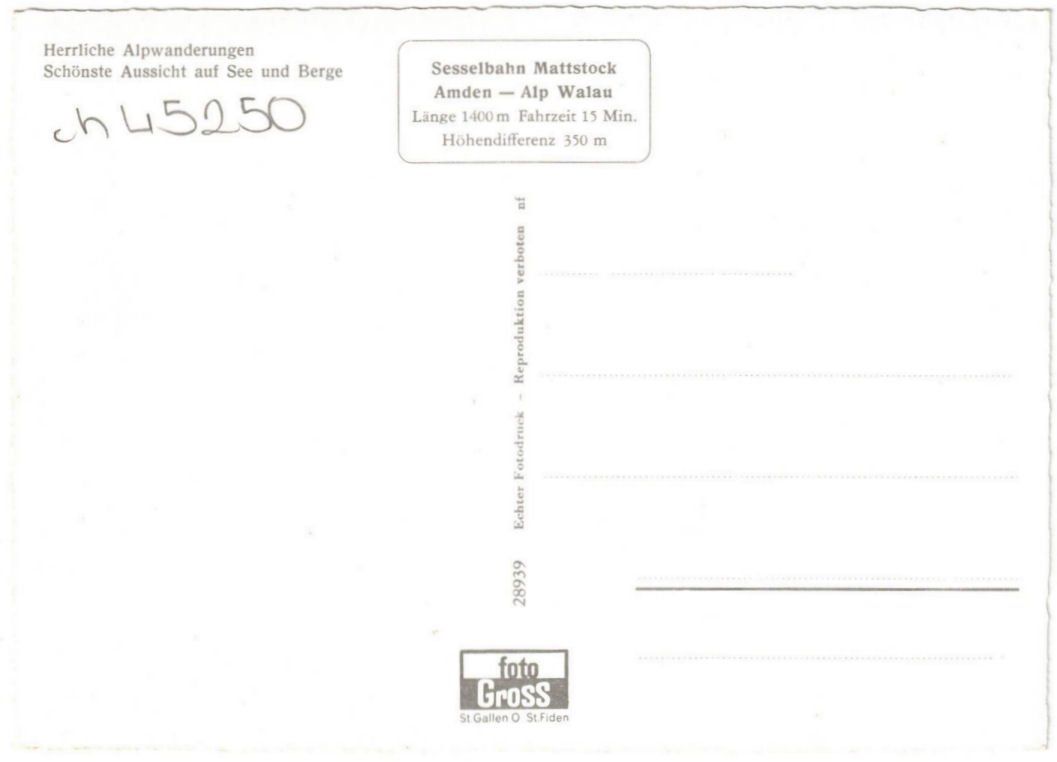 Cartoline postali: Amden - Sessellift – Usato da Binningen venduto da Mountainrider 1
