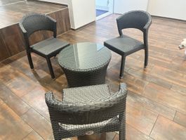 Gartenset Rattan Relax Tisch 3 Stühle gebraucht