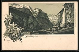 Litho Staubbach, Blick auf den Ort und W