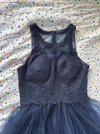 LAONA Ballkleid Gr. XS dunkelblau Spitzen Tüll Kleid 