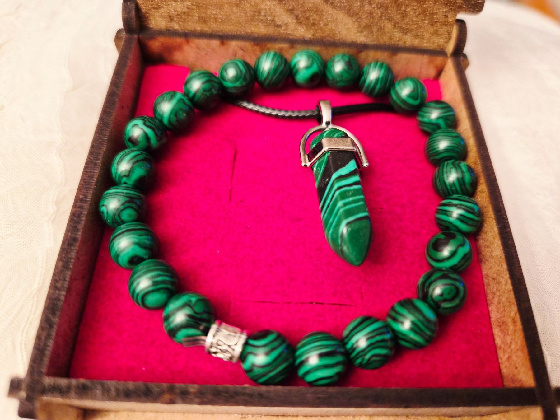 Bracelets: Malachit Edelstein Armband Elastisch mit Halskette – Neuf avec emballage d'origine à Dietikon par Eleda 1