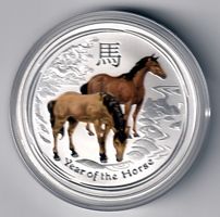 Australien Lunar II 2014 – 1 oz Silber Pferd, coloriert