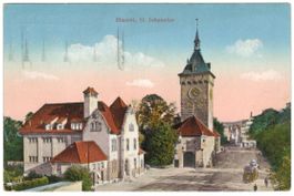 AK Basel, St. Johanntor mit Tram 1933