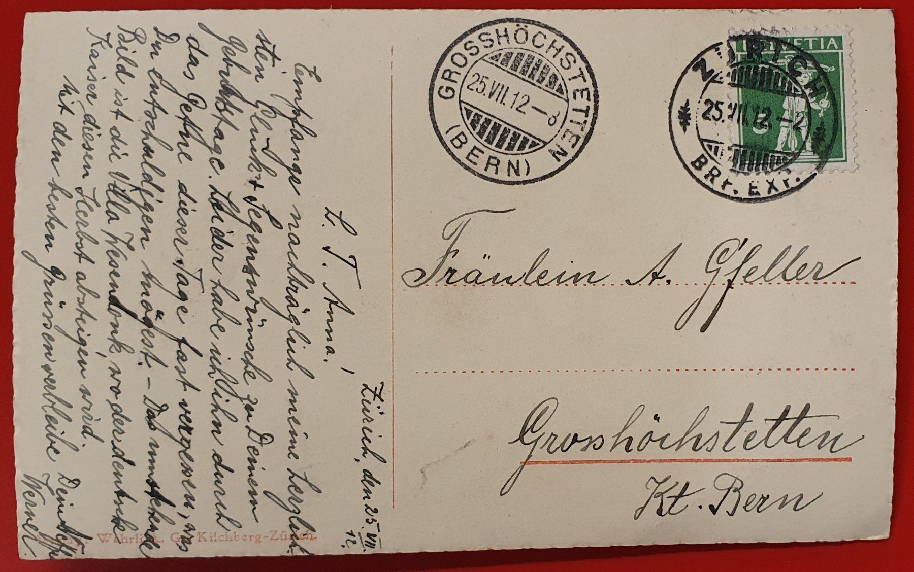 Ansichtskarten: Zürich 1912 - Villa Wesendonk – Gebraucht aus Kreuzlingen von Rschweiz1 1