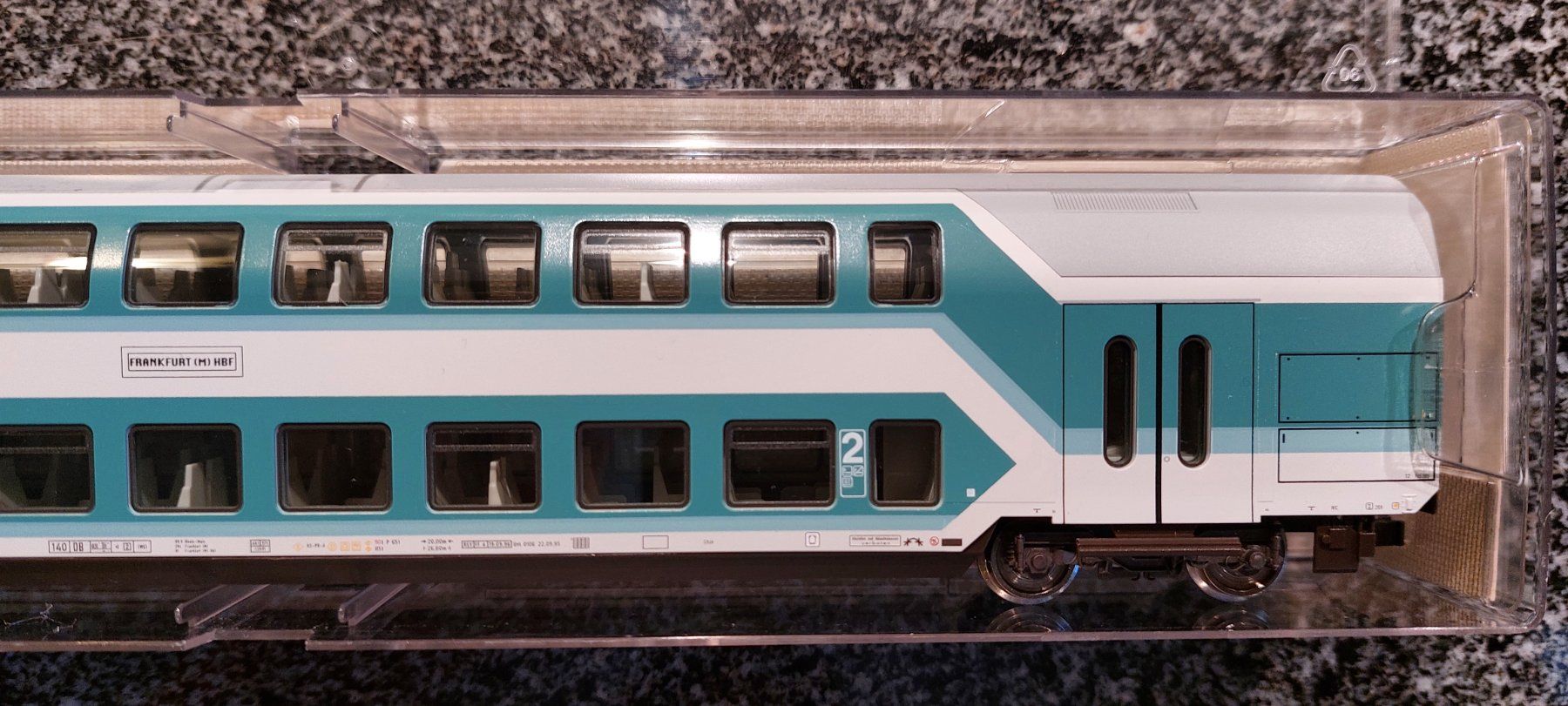 Fleischmann Modellini di ferrovie: Fleischmann 5125 K - 2. Kl. Doppelstockwagen der DB - "1" – Nuovo e nell'imballaggio originale da Rotkreuz venduto da MOBAHN-1zu87 3