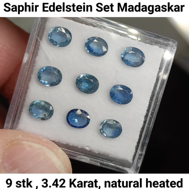 Saphir Edelstein Set aus Madagaskar 9 stk, 3.42 cts, heated (Neu ...