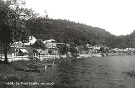 Le Pont VD Valle de Joux See Boot Dorfansicht ca. 1940