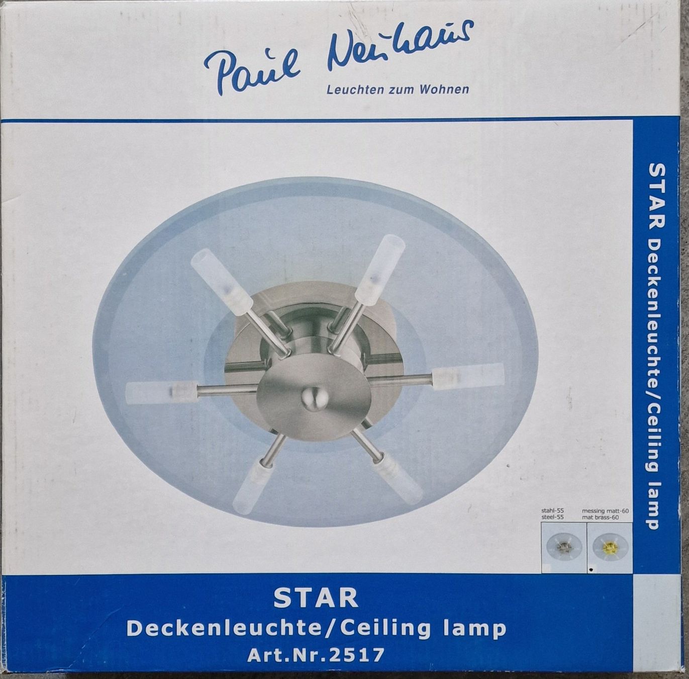 Lampadari & plafoniere: Paul Neuhaus Star Deckenleuchte - Neu, Messing! – Nuovo e nell'imballaggio originale da Gommiswald venduto da Leuchtenwelt.ch 1
