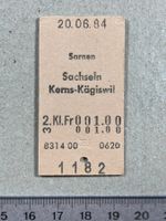 Kerns Kägiswil (Ex-Bahnhof), altes SBB Billett, Sarnen