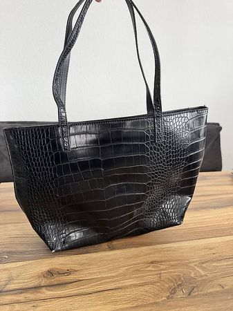 Schwarze Croco Tote Bag