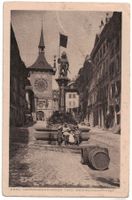Bern, Zähringerbrunnen, Fässer, belebt, gelaufen 1918