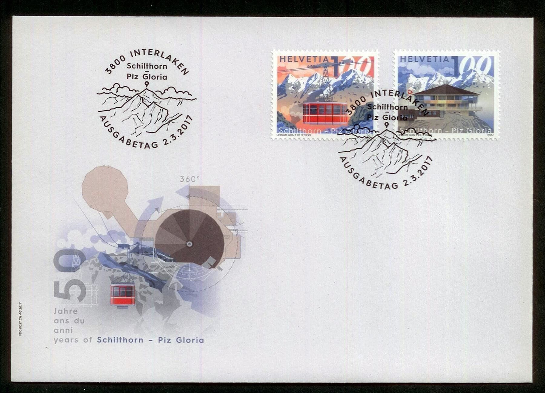 Tutti i francobolli: 2017 FDC 50 Jahre Schilthorn   KW 9.- – Nuovo (secondo la descrizione) da Eggersriet venduto da stamp303