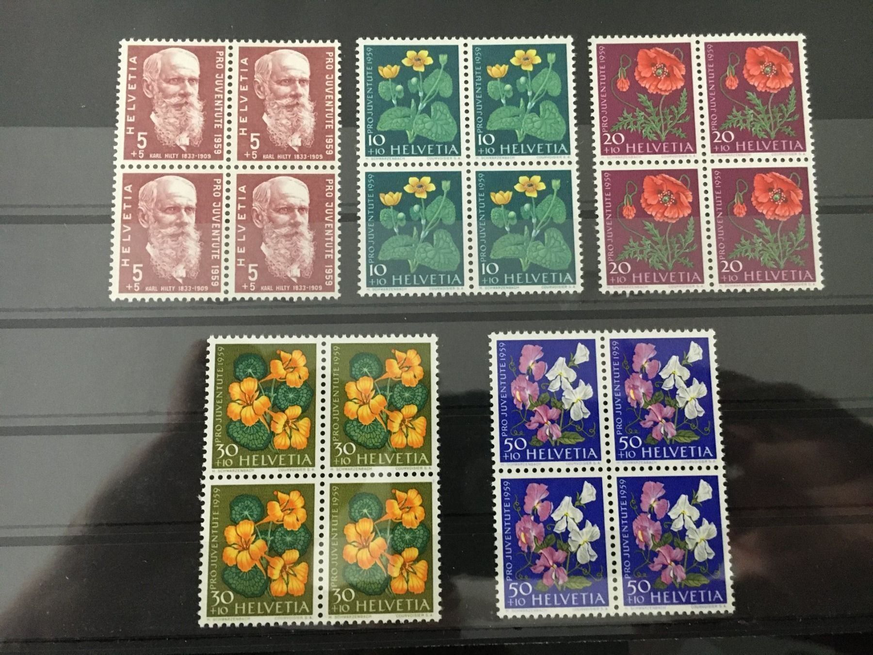 Tutti i francobolli: Pro Juventute 1959 ** VB Znr: 178 - 182 – Nuovo e nell'imballaggio originale da Grand-Lancy venduto da Dany1973