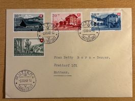 Pro Patria Satzbrief 1948 Nr. 38-41, klare Stempel, SBK 45
