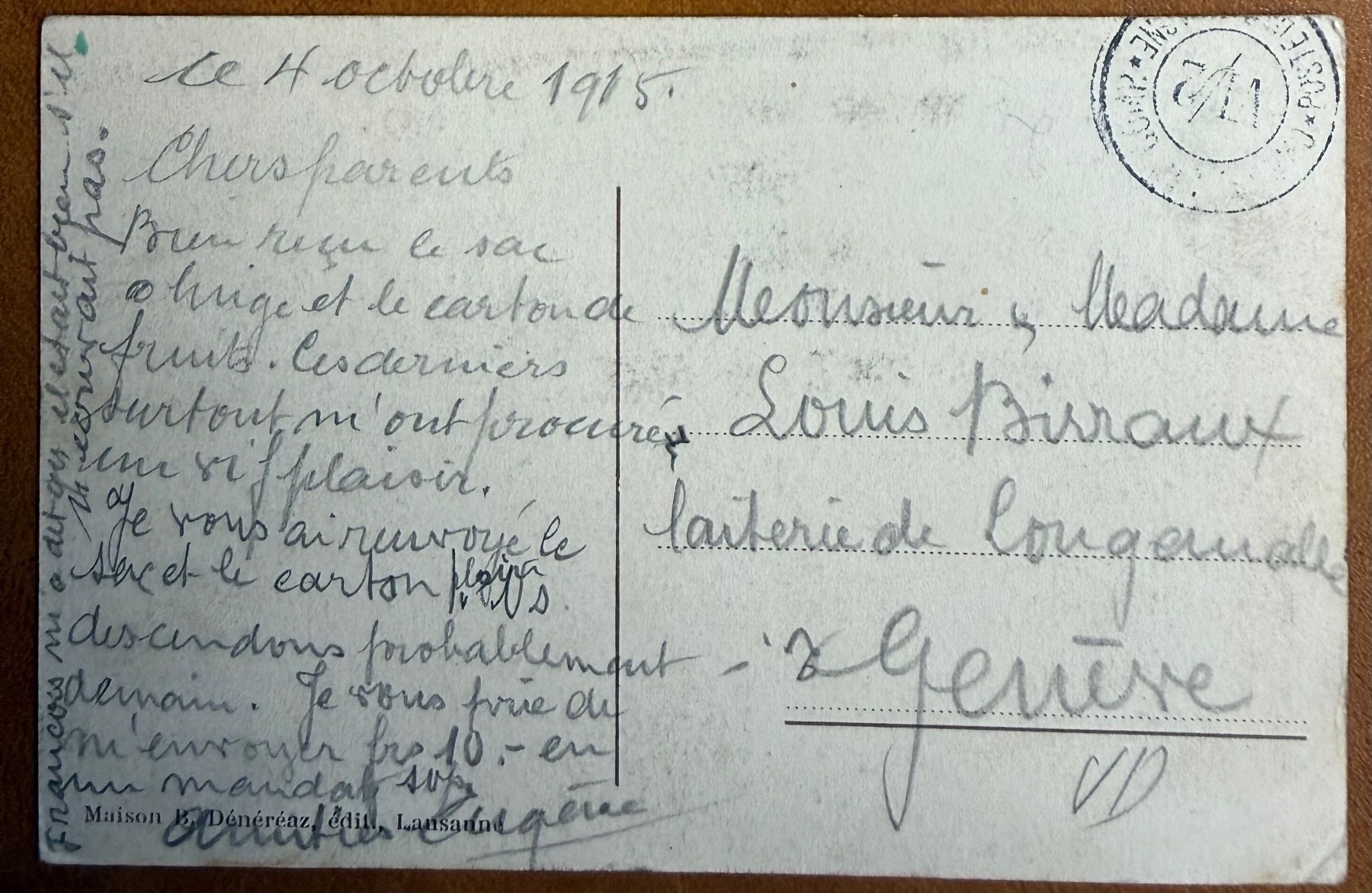 Cartoline postali: Bex - Riondaz & Dent de Morcles 1915 – Usato da Lutry venduto da Ediego 1
