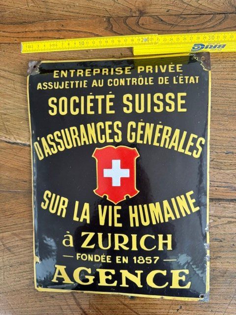 Schilder: EMAILSCHUILD PLAQUE EMAILLE ASSURANCES SUISSE – Gebraucht aus Davesco-Soragno von kappas 1