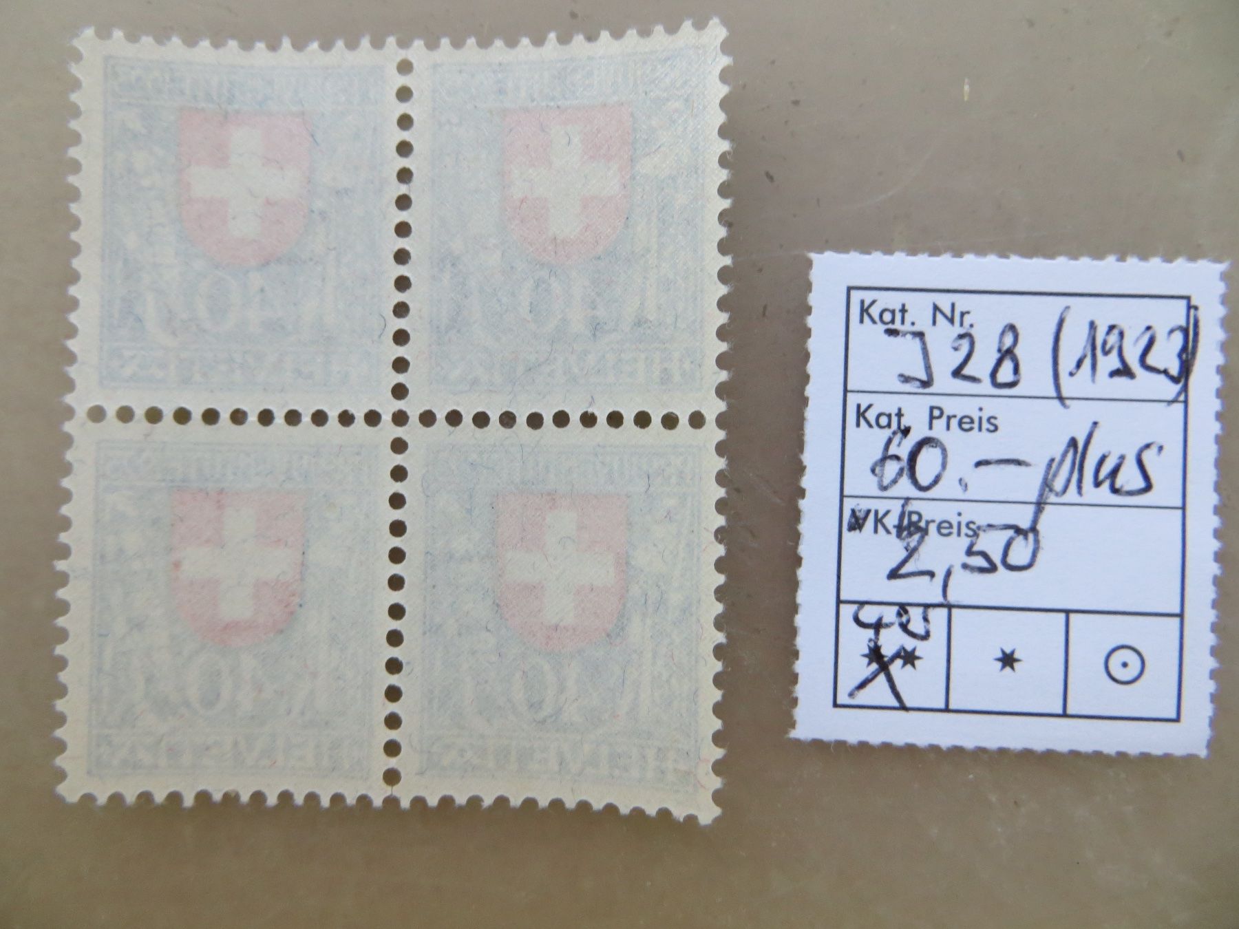 Alle Briefmarken: Viererblock PJ 1923** – Neu (gemäss Beschreibung) aus Basel von 8013 1