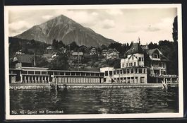 AK Spiez, Strandbad mit Umgebung, 1936