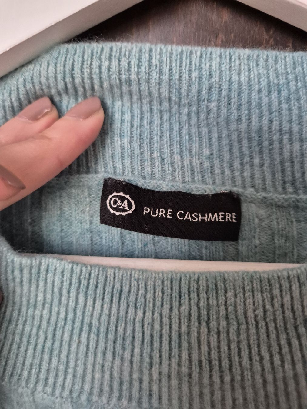 Maglioni & Felpe: ​C&A Pure Cashmere Pullover Rippstrick Gr. S Hellblau/Mint  – Usato da Affoltern am Albis venduto da Diana888 1