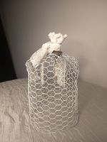 Shabby Chic Deko Haube Drahtgeflecht mit Spitze neuwertig 