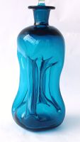 Vintage Blaue Glasflasche Karaffe Stöpsel ev. Dänisch Design