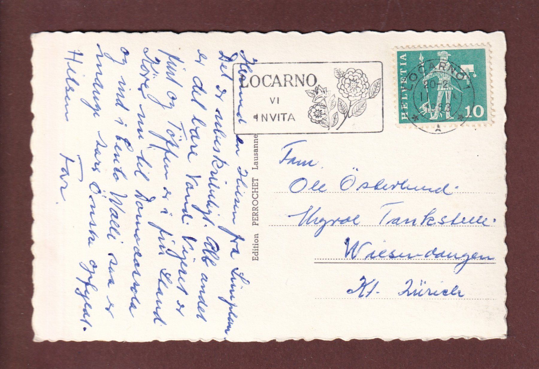 Cartoline postali: Route du SIMPLON - Weissmies - 1963 – Usato da Pully venduto da nicecards 1